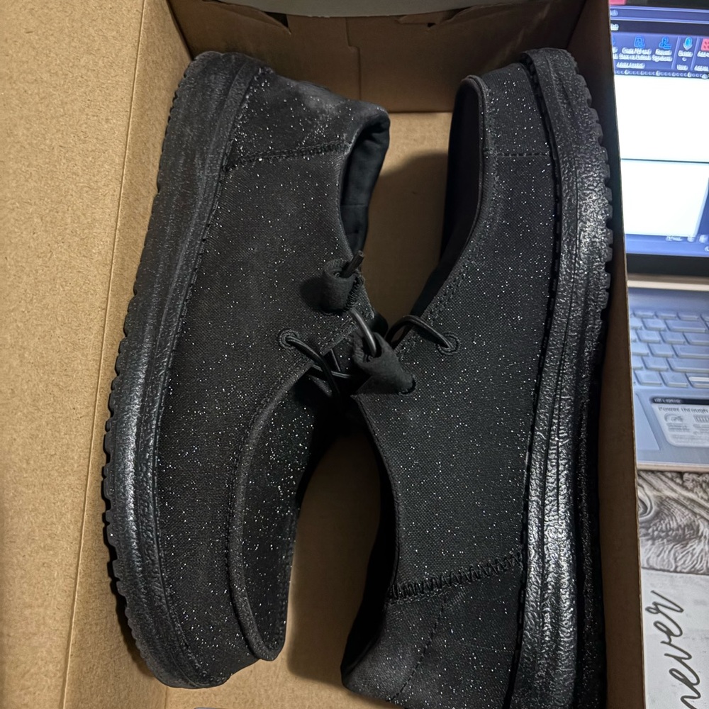 Hey Dude Black Sparkle Women's Loafers